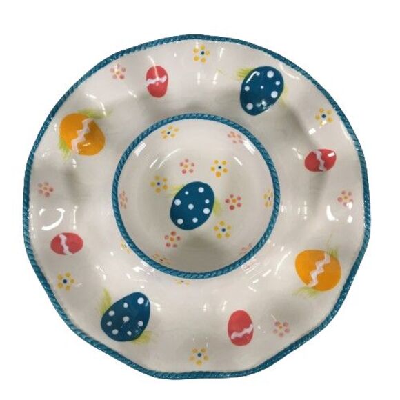Temp-tations Old World Easter Chip Dip Vegetable Serving Plate Platter Tray Eggs - Picture 10 of 10